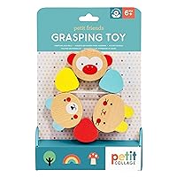 Petit Collage Wooden Grasping Toy – Baby Teething Toy/Rattle, Measures 4.5” x 4.5” – Cute Baby Toy Made with Safe, Non-Toxic Materials – Makes a Great Gift Idea
