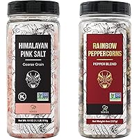 Himalayan Pink Salt and Rainbow Peppercorn Grinder Refills, 18oz Salt & 8oz Peppercorns, Kosher Seasoning Set for Cooking