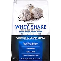Syntrax Nutrition Whey Shake Protein Powder, Cold Filtered & Undenatured Whey Protein Blend, Real Cookie Pieces, Cookies & Cream Shake, 5 lbs