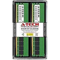 A-Tech 64GB Kit (2x32GB) DDR5 4800MHz PC5-38400 EC8 RDIMM 2Rx8 1.1V Dual Rank ECC Registered DIMM 288-Pin Server & Workstation RAM Memory Upgrade Modules (A-Tech Enterprise Series)