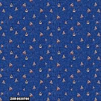 Texco Inc 100% Combed Quilting Prints Craft Cotton Apparel Home/DIY Fabric, Ultra Blue Navy Brown Red 1 Yard