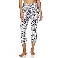 Gaiam Women's High Waisted Capri Yoga Pants - High Rise Compression Workout Leggings - Athletic Gym Tights