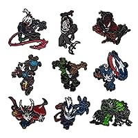 Officially Licensed Marvel: 9 Different Male Venomized Characters / Heroes Limited Edition Metal-Based and Enamel Lapel Pin Set. ( Amazon Exclusive ).