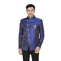 WINTAGE Men's Banarsi Rayon Cotton Casual and Festive Indian Jodhpuri Grandad Bandhgala Blazer : 4 Colors