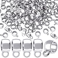 PAGOW 333Pcs Links Bail Beads, Hypoallergenic Alloy Column Spacer Beads, Silver Connector Tube Charm for Jewelry Making DIY Bracelet Necklace Craft Accessories
