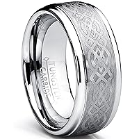 8MM Men's Tungsten Carbide Ring with Celtic Design sizes 6 to 15