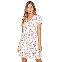 Eloges Women's Ditsy Floral Surplice Waist Band Flare Dress S to 3X Plus |EGS