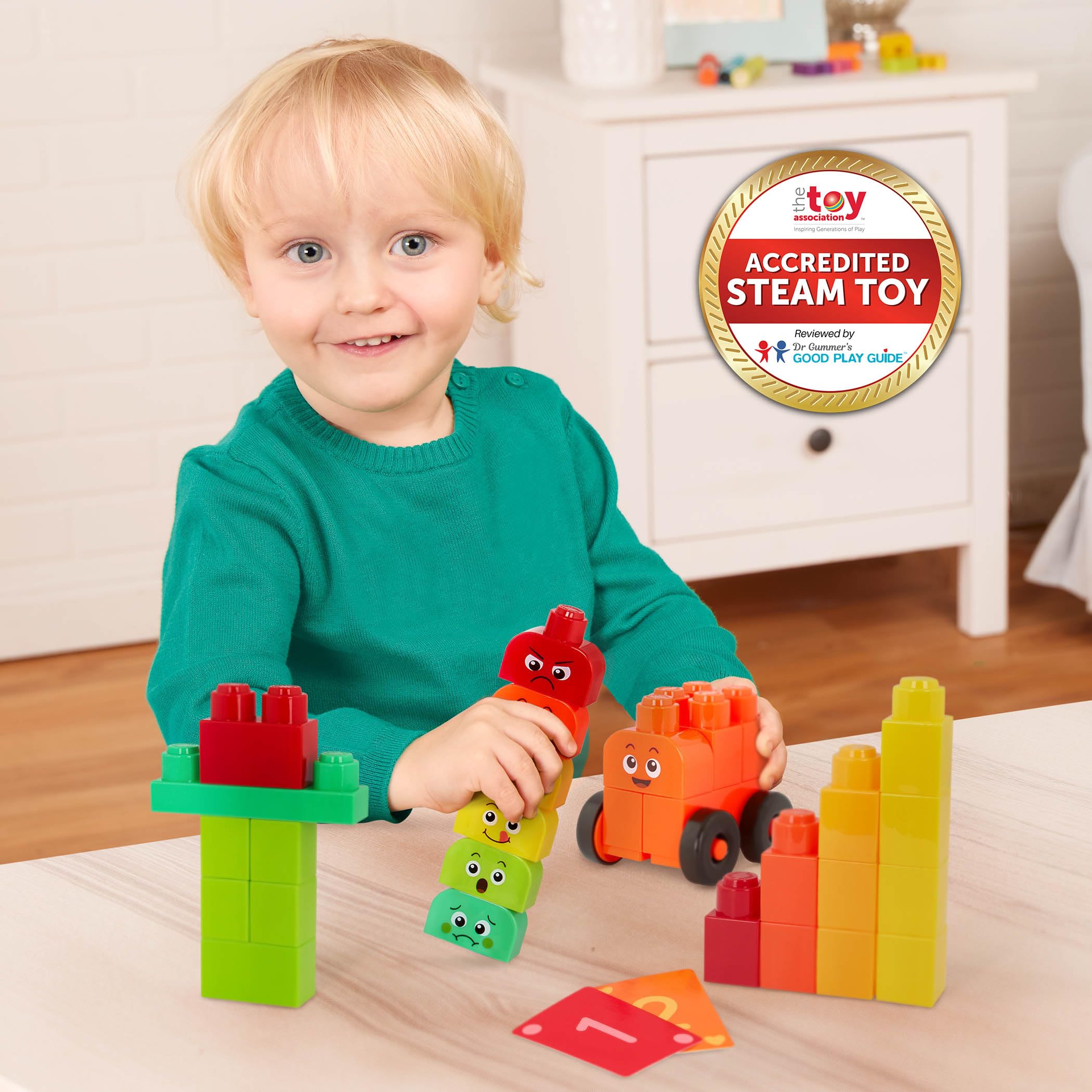 Battat Education – Building Blocks for Toddlers – Number Blocks – Learning Building Blocks – Stacking Blocks – 12 Months + – Locbloc Counting Blocks