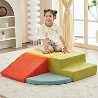 jela Foam Blocks 4Pcs Soft Play Equipment Luxury Miss Fabric Foam Climbing Blocks for Toddlers Climbing Toys Indoor Soft Play Activity Playset Lightweight Climbing Blocks Sliding Crawl (Colorful)