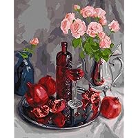 IDEYKA Painting by Numbers Pomegranate Still Life Yulia Tomesko 40 x 50 Reproductions of Artists with Wooden Frame