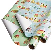 Papyrus Christmas Wrapping Paper Rolls, Gnomes, Santa Train (2 Rolls, 52.5 sq. ft.)