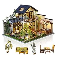 Tnfeeon DIY Miniatures Dollhouse Kit, Miniature Greenhouse DIY Craft Kits  for Adult to Build Tiny House Model Halloween Christmas Decorations Gifts