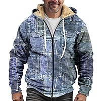 Mens Sherpa Jacket Plaid Fleece Hoodies Full Zipper Thick Sherpa Lined Sweatshirt Warm Coat Sport Sweatshirt Jackets