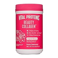 Vital Proteins Beauty Collagen Peptides Powder Supplement for Women, 120mg of Hyaluronic Acid - 15g of Collagen Per Serving - Enhance Skin Elasticity and Hydration - Tropical Hibiscus - 9.6oz Canister