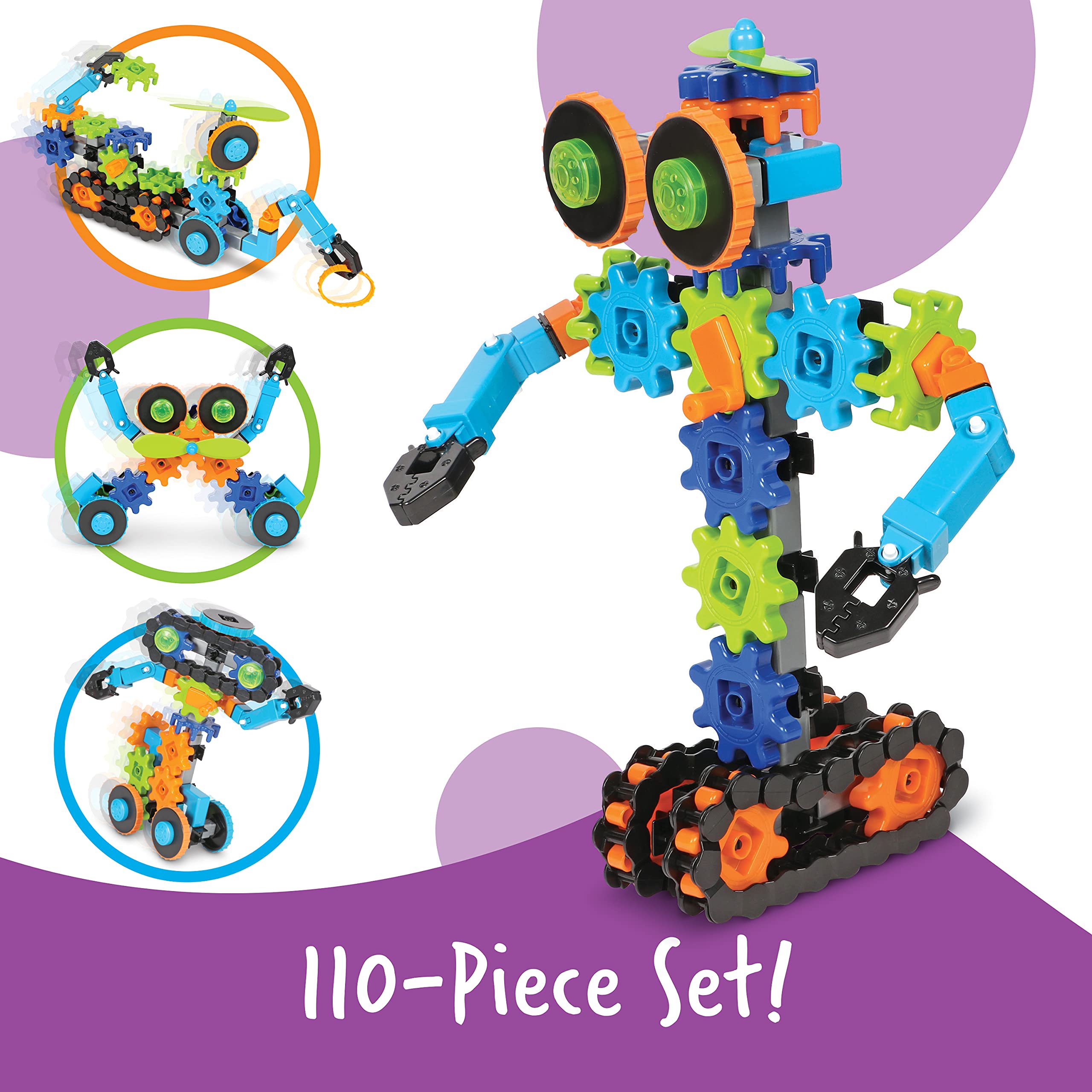 Learning Resources Gears! Gears! Gears! Robots in Motion Building Set - 116 Pieces, Ages 5+, Robot Toy, STEM Toys for Kids, Robots for Kids, Back to School Gifts