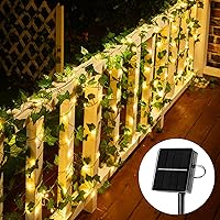 Minetom Solar String Lights for Outside, 33Ft 100 LED Outdoor Solar Fairy Lights with Vine, 8 Modes Balcony Lights for Patio Porch Apartment Deck
