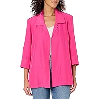 Women's Turn-up Cuff Three Quarters Sleeve Open Front Lined Swing Jacket