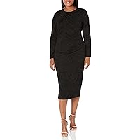 Anne Klein Women's Long Sleeve Dress with Side Pleating Detail