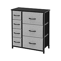 AZL1 Life Concept Vertical Dresser Storage Tower, Steel Frame, Wood Top, Easy Pull Fabric Bins-Organizer Unit for Bedroom, Hallway, Entryway, Closets-7 Drawers, Grey with Black