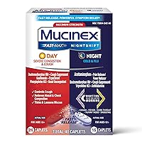 Maximum Strength Mucinex Fast-Max Day Severe Congestion & Cough & Nightshift Night Cold & Flu, Fast Release, Powerful Multi-Symptom Relief, 40 caplets (24 Day time + 16 Night time)