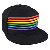 Cool Flat Bill Adjustable Snapback Cap with Rainbow Stripes, Pride Flatbrim Baseball Hip Hop Hat
