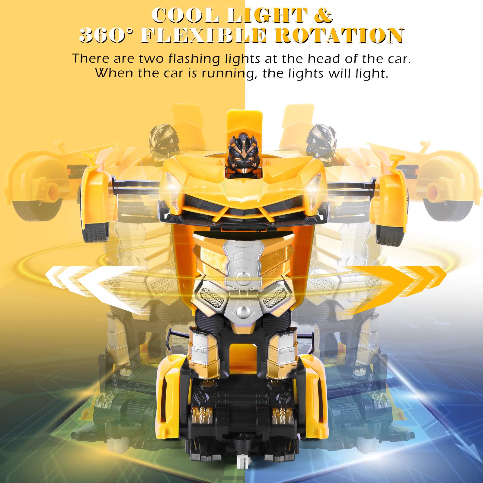Dolanus Remote Control Car - Transform Robot RC Cars Contains All Batteries: One-Button Deformation and 360 Degree Rotating Drifting, Present Christmas Birthday Gift for Boys/Girls