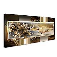 Cao Gen Decor Art A63350 Wall Art Canvas Prints Yellow Orchid Flowers 1 Panels Abstract Yellow Lily Floral Pictures Paintings Stretched and Framed for Living Room Bedroom Kicthen Office Artwork
