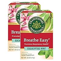Traditional Medicinals Breathe Easy Eucalyptus Mint Herbal Tea, Promotes Respiratory Health, (Pack of 2) - 32 Tea Bags Total
