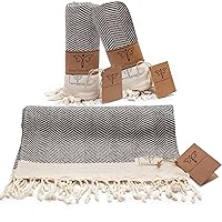 SMYRNA TURKISH COTTON Herringbone Series Hand Towels-Set of 2|16 x 40 in|100% Turkish Cotton|Large, Soft Hand and Head Towels for Bathroom, Kitchen|Don't Shrink|Premium Luxury - Gray