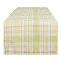 DII Lemon Bliss Plaid Cotton Tabletop Collection, Table Runner, 14x72