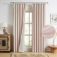 Full Blackout Pink Pinch Pleat Curtains 120 Inches Long, Noise Reducing Linen Textured Extra Long Curtains Pleated Drapes with Hooks Back Tab for Girls Room, 40