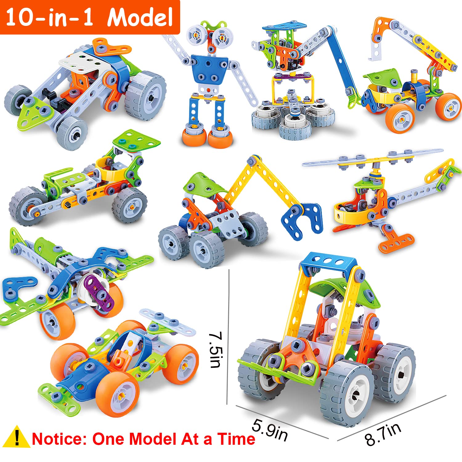 10 in 1 STEM Toys for 5 6 7 8+ Year Old Boy Birthday Gifts Building Toys for Kids Ages 4-8 5-7 6-8 Educational Stem Activities Robot Toy for Boys 4-6 4-7 Build and Play Construction Set Creative Games
