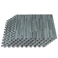 Forest Floor 3/8 Inch Thick Printed Foam Tiles, Premium Wood Grain Interlocking Foam Floor Mats, Anti-Fatigue Flooring, 24 in x 24 in, Slate
