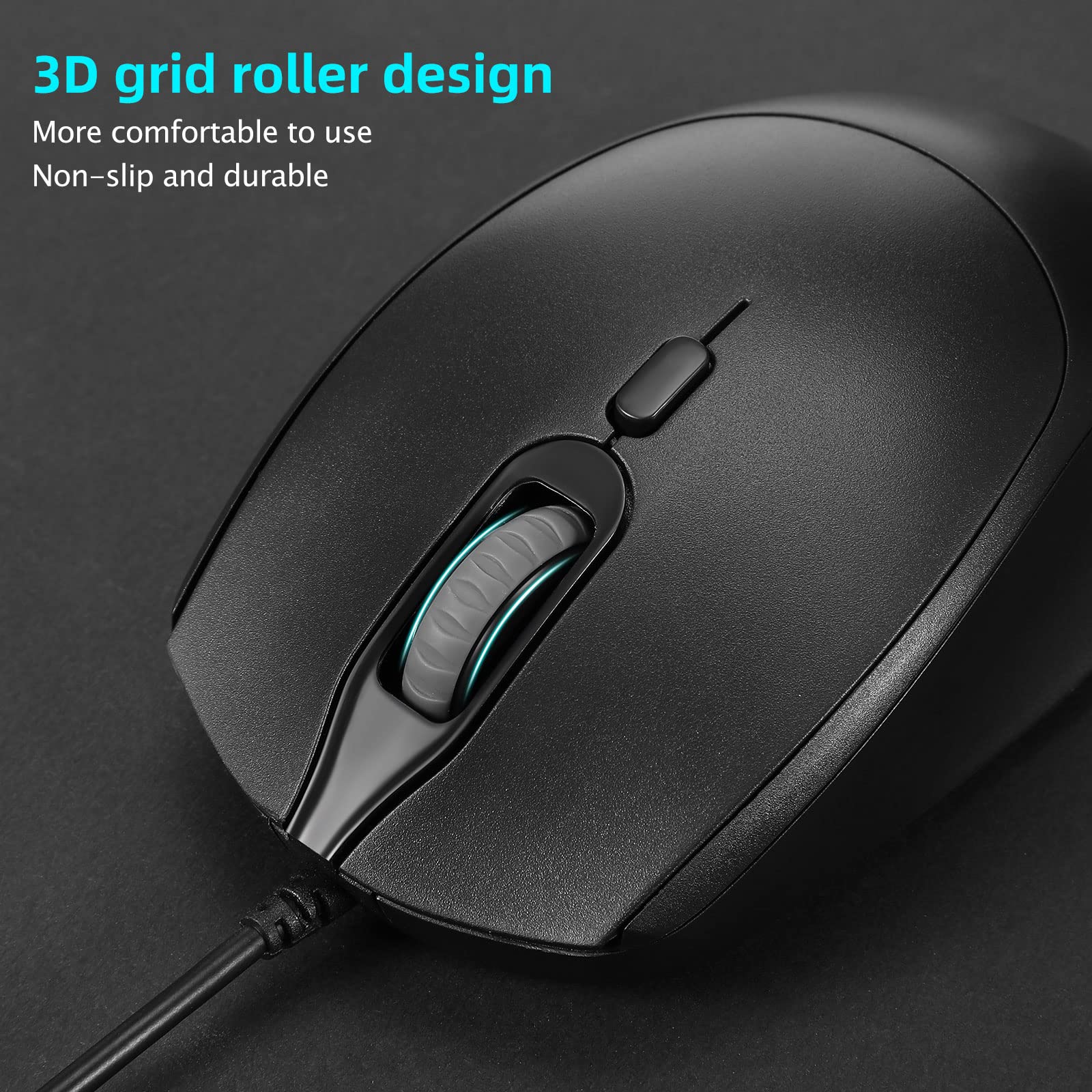 16 Pack Computer Mouse Pack Bulk Wired Silent USB Optical Corded Mouse with 3 Adjustable DPI Computer Mice Compatible with PC Laptop Desktop School Office Business Home Supplies