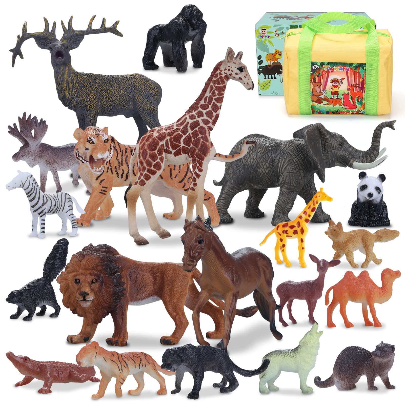 Mua Tagitary Animal Figures, 20-Piece Set, Realistic Animals, Toy for Kids,  Flying Toy, Storage Bag, Animal Play Toy, Pretend Forest, Home Decor,  Collection, Birthday Gift, Celebration Gift, 6 Years and Up trên