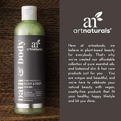 Artnaturals Tea Tree Body Wash - (12 Fl Oz / 355ml) - Peppermint and Eucalyptus Oil - Natural Soap - Dry Skin, Jock Itch, Acne Athletes Foot Wash Treatment