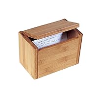 Lipper International Bamboo Wood Recipe Card Box, 7-1/2