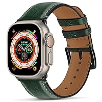 Wristitani Compatible with Apple Watch Band 49mm 45mm 44mm 42mm 41mm 40mm 38mm, Oil Wax Leather Watch Band for iWatch Series 8/7/6/SE/5/4/3/2/1, Vintage Replacement Wristband for Men Women