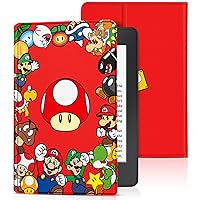 Trendy Fan for Kindle Paperwhite 11th Generation Case 6.8 inch 2021/Signature Edition Cute Cartoon Kawaii Kids Boys Teen Girls Folio Cover with Auto Sleep/Wake for Kindle Paperwhite 2021 E-Reader,Red