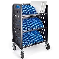 30-Unit Mobile Charging Cart - Open Charging Station Rack for 14-inch Chromebooks and Tablets -  Tablet Organizer Station with Cable Management and Charger Organization(Black)