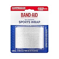 Band-Aid Brand First Aid Products Self-Adhering Sports Wrap, Self-Adherent Compression Sports Wrap for Sprains, Strains & Sore Muscles, Support Wrap for Ankles & Wrists, 2 in x 2.2 yd Color May Vary