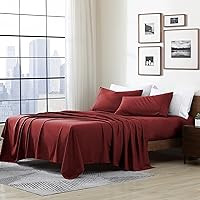 Cathay Home Essentials Ultra Soft Hypoallergenic Wrinkle Resistant Double Brushed Microfiber Bedding Sheet Set, Burgundy, Twin XL