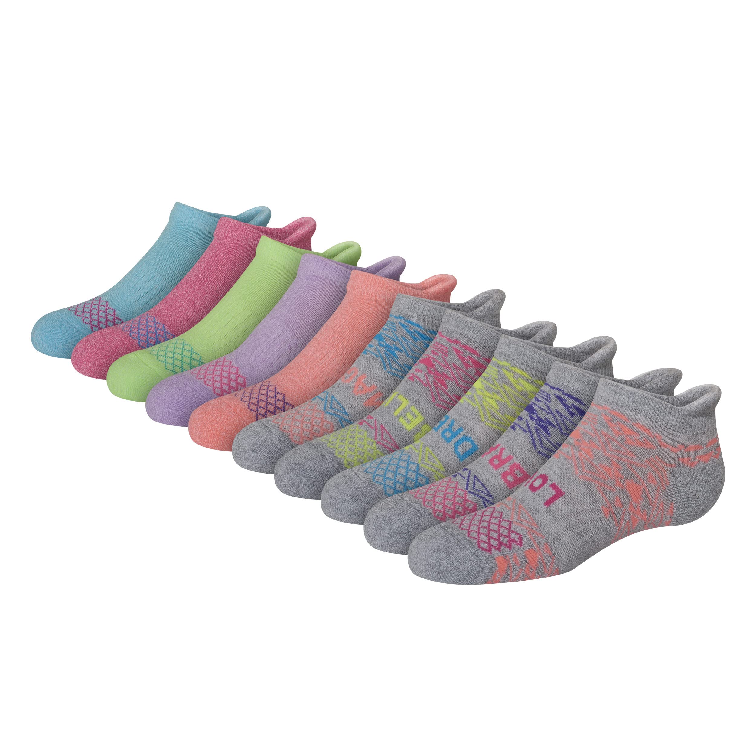 Hanes Girls' Comfort Fit Heel Shield and No Show Socks, 10-Pair Packs