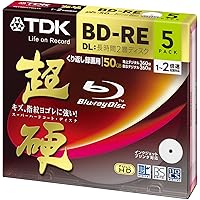 TDK 50GB 2X BD-RE DL Rewritable Printable Blu-ray Disc with Jewel Case (5-Pack)