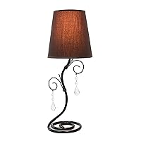 Simple Designs LT2010-BWN Black Twisted Vine Hanging Crystals Table Lamp, Brown