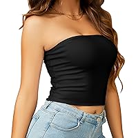 Women's Strapless Crop Top Sleeveless Stretchy Tube Tops for Going Out Clubwear Party