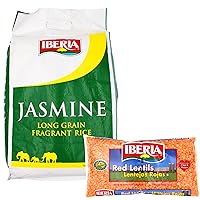 Iberia Jasmine Long Grain Fragrant Rice, 18 lb. + Ibeia Red Lentil Beans 12 oz.