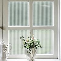 VELIMAX Reeded Glass Window Film, Window Privacy Film, Frosted Window Vinyl, 3D Decorative Window Decals Non Adhesive for Bathroom Living Room 17.7x78.7 inches