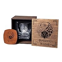 Game Master Gift Idea - Role Game Style Whisky Glass with Gift Box - Presents for Him (Dungeon Master with Dices)