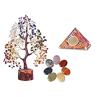 FASHIONZAADI Crystal Tree - Home Decor - Witchcraft Supplies - Crystals - Feng Shui Decor - Gemstones and Crystals - Mix Chakra Orgone Pyramid - Housewarming Gift - Office Decor - Spiritual Gifts